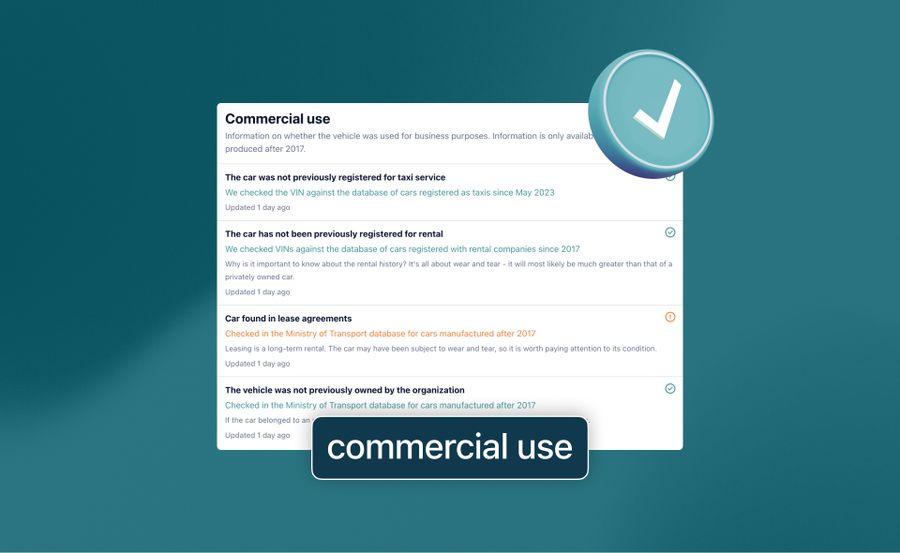 Information on commercial use has been added to the vehicle check by state registration number