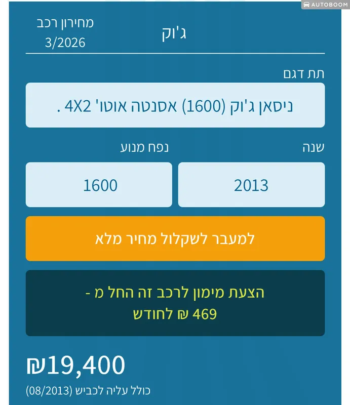 ניסאן ג'וק יד 2 רכב, 2013, פרטי
