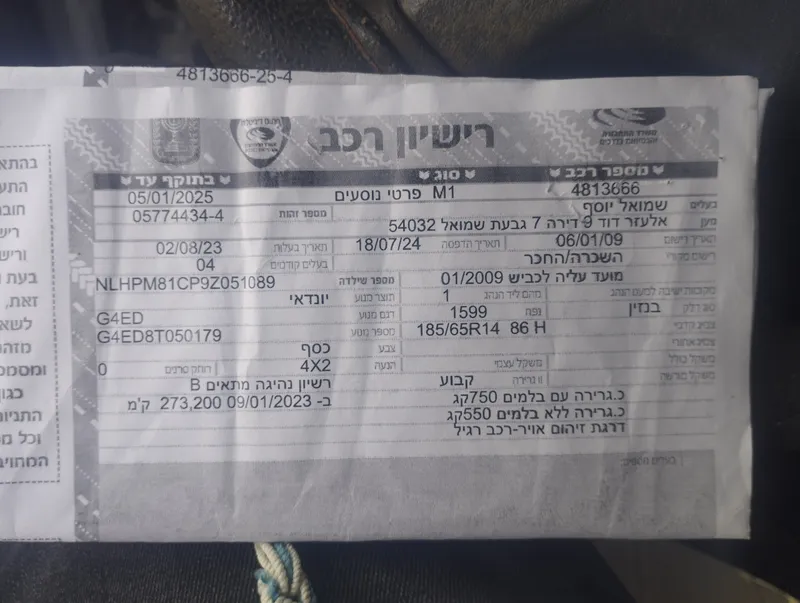 יונדאי מטריקס יד 2 רכב, 2009, פרטי