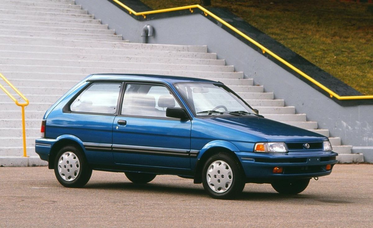Subaru Justy 1988. Carrosserie, extérieur. Mini 3-portes, 1 génération, restyling