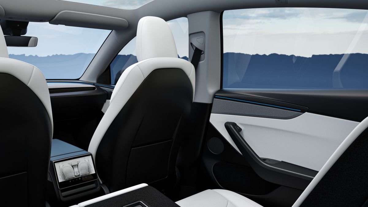 Tesla Model Y 2025. Салон, интерьер. Внедорожник 5 дв., 1 поколение, рестайлинг