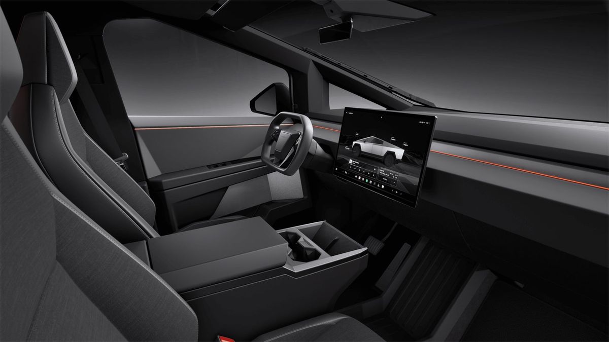 Tesla Cybertruck 2021. Передние сидения. Пикап 2-я кабина, 1 поколение