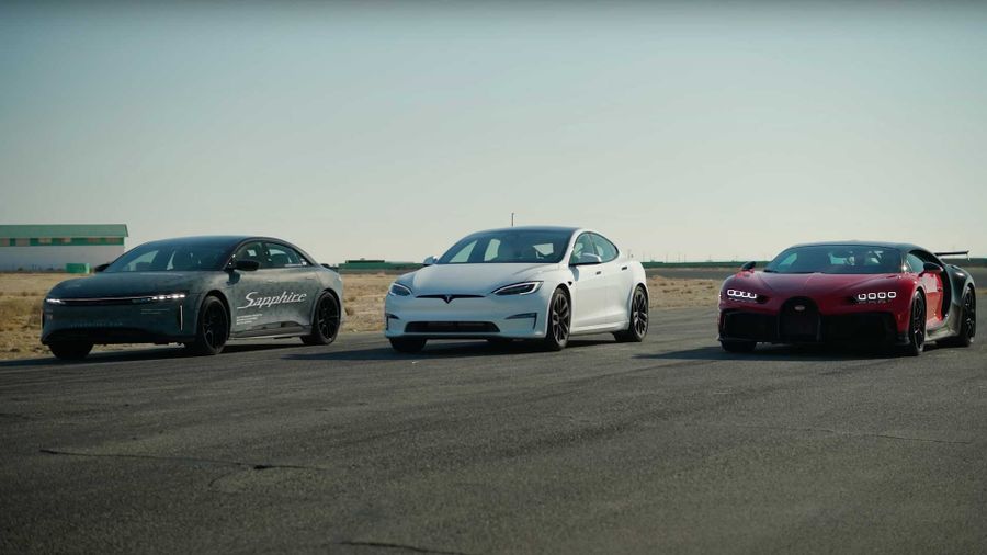 Bugatti, Lucid and Tesla brought together in drag racing
