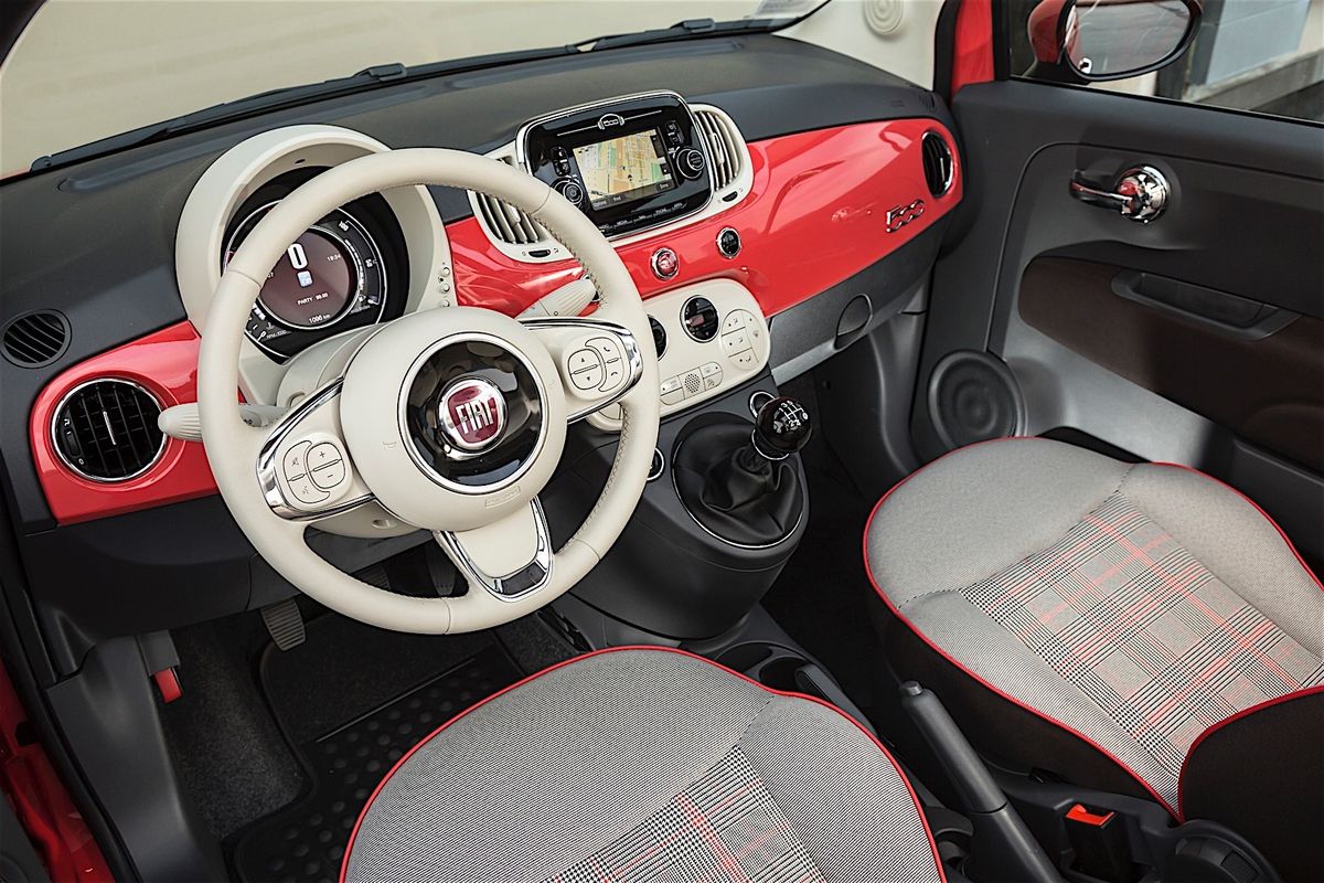Fiat 500 2016. Front seats. Mini 3-doors, 2 generation, restyling
