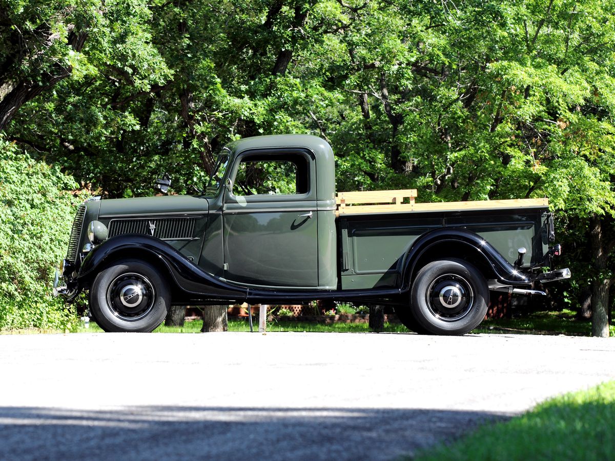 Ford V8 1936. Carrosserie, extérieur. 1 pick-up, 2 génération