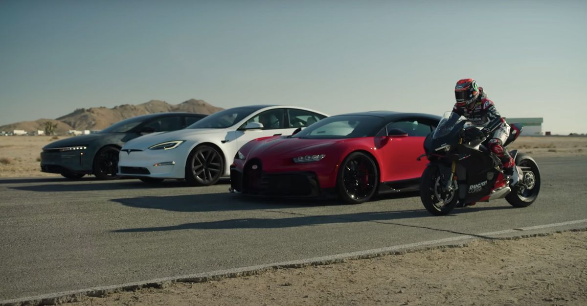 Bugatti, Lucid and Tesla brought together in drag racing