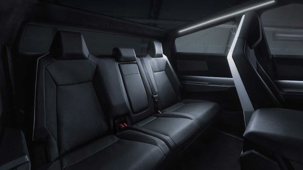 Тесла Кибертрак 2021. Задние сидения. Пикап Двойная кабина, 1 поколение