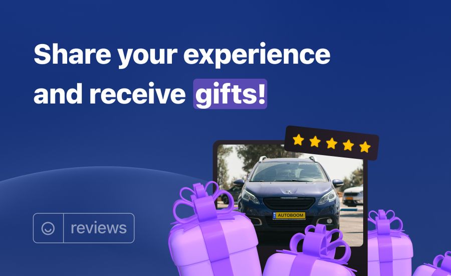 Share your experience and receive gifts from Autoboom
