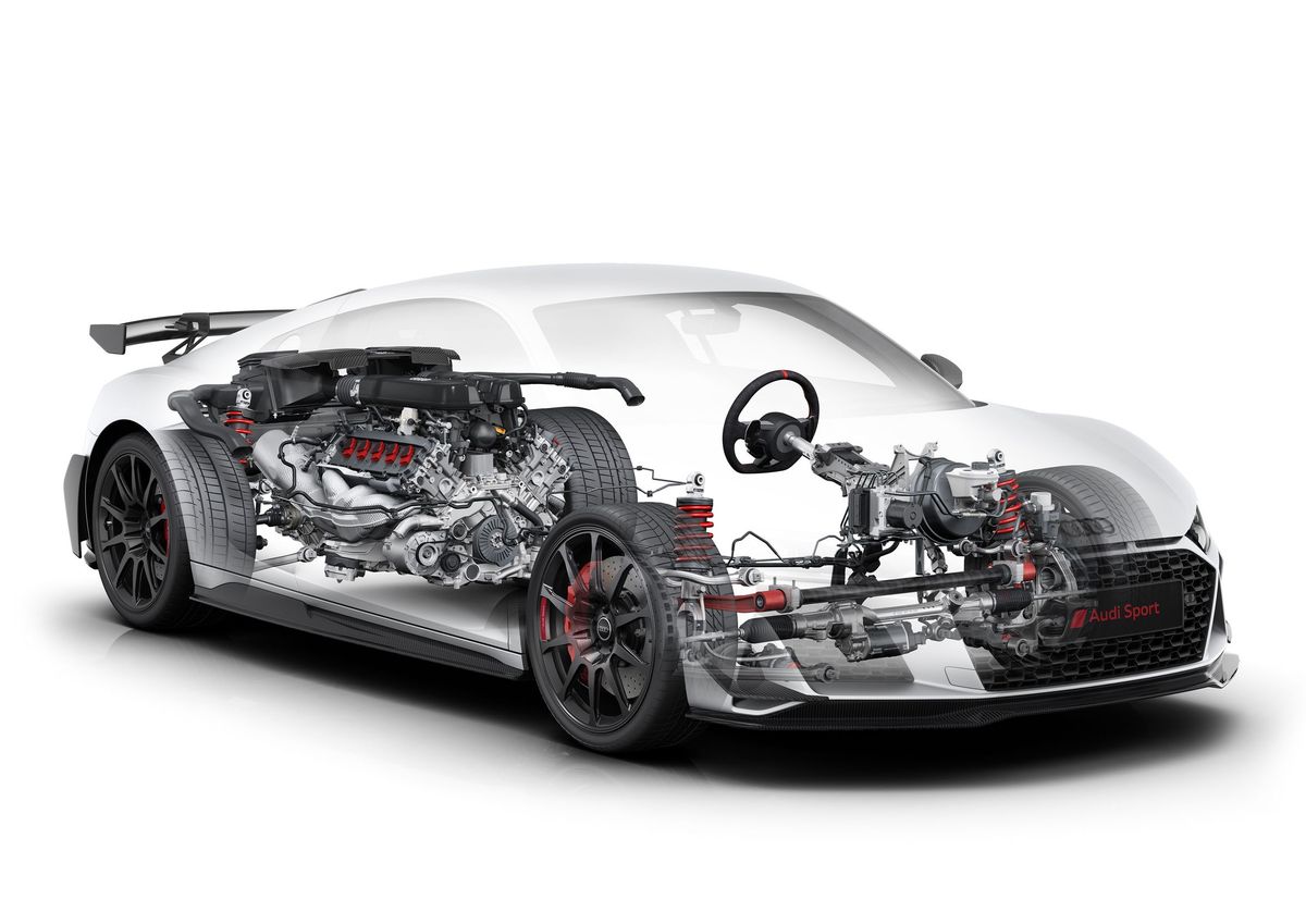 Audi R8 2018. Construction de voiture. Coupé, 2 génération, restyling