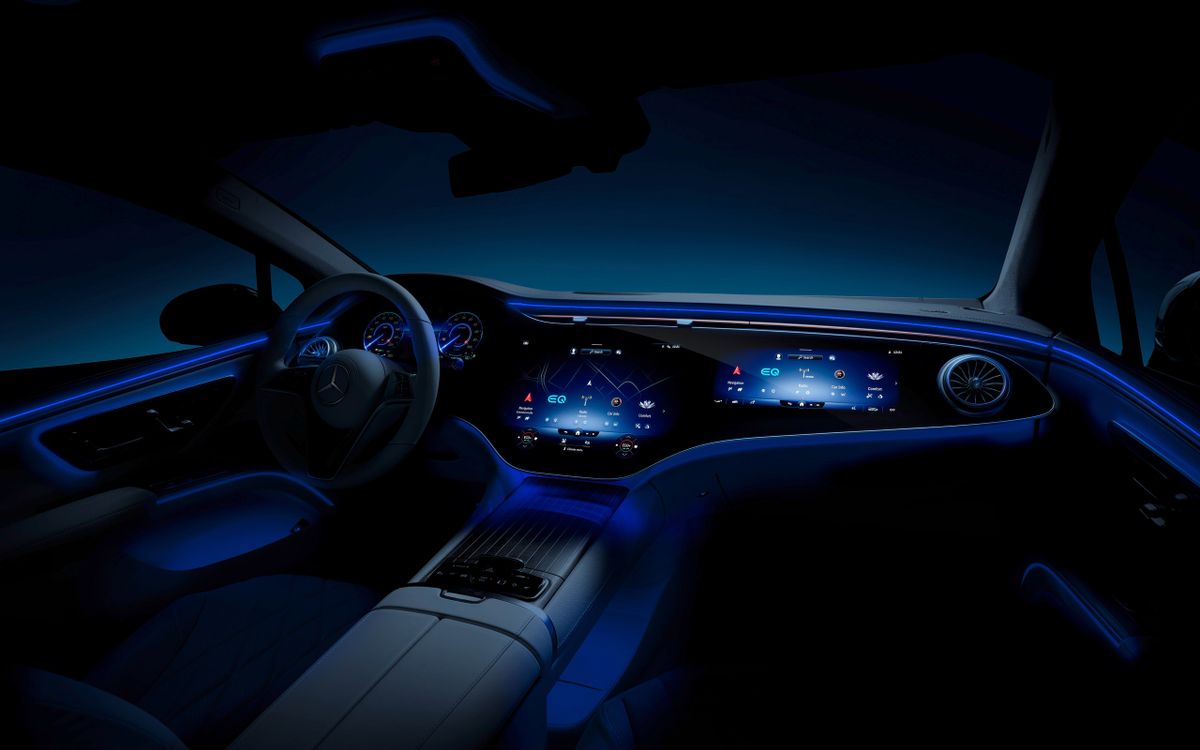 Mercedes EQS 2021. Console centrale. Liftback, 1 génération